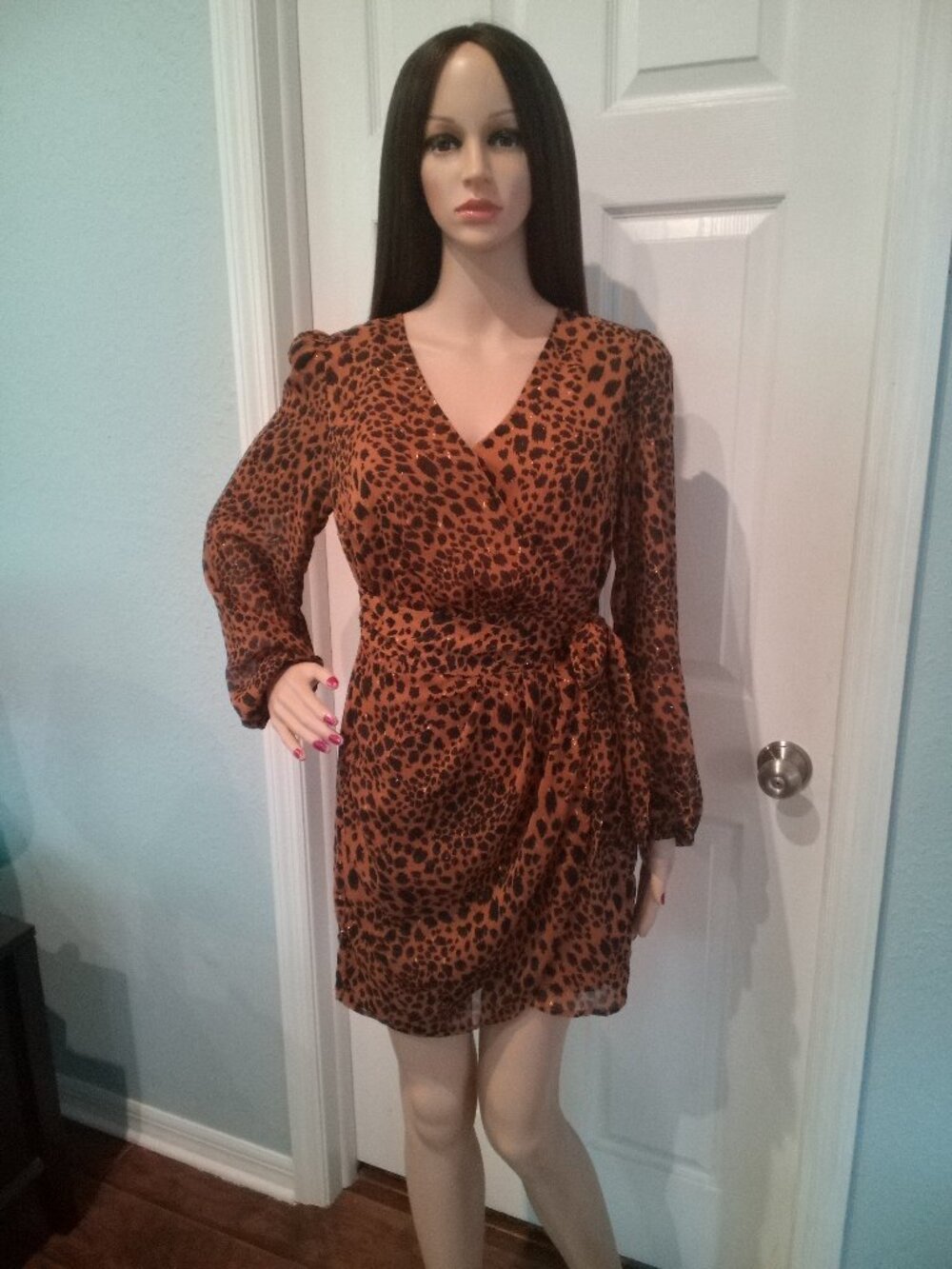 (92) Forever 21 Animal Print Wrap skirt dress (Large)